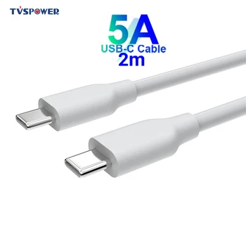 

2M 5A USB C to Type C Cable Male to Male for Macbook Mac Pro Air 29W/61W/87W 20.2V 4.3A USB-C PD Charger Fast Charging Data Cord