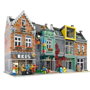 

NEW Street View Series 32x32 Bike Shop Modular Building Represents MOC Building Blocks Bricks Model City DIY Toys