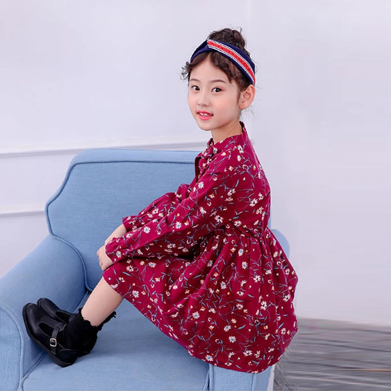 Kids Dresses for Girls Summer Floral Chiffon Long Sleeve Dress 3 5 7 8 10 12 Years Vestidos Costume | Детская одежда и обувь