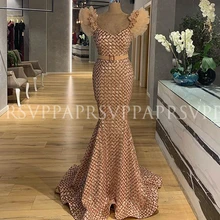 Реальные образцы длинных вечерних платьев блестящие Русалка v-образным вырезом блесток арабский женщин Дубай вечерние золотые Формальные платья