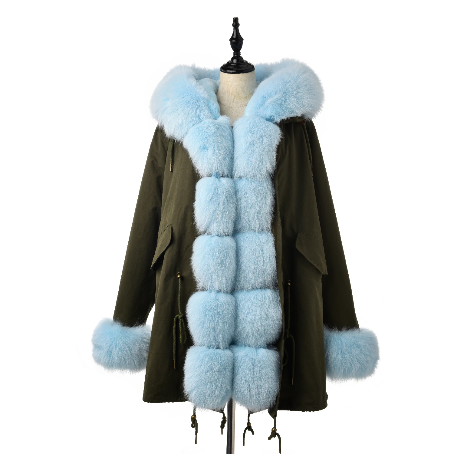 

FURSARCAR Fashion Women Real Fur Parkas For Winter Hoodie Jackets With Natural Fox Fur Collar And Rex Rabbit Lining Thicken Coat