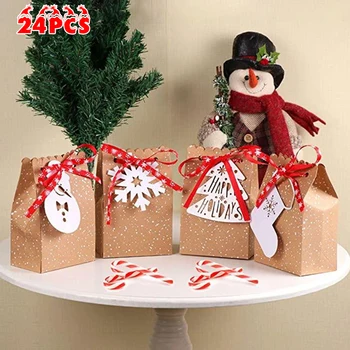 

Packing Paper bags Food Package Kraft Paper With Tag Cute Decor Home 24pcs