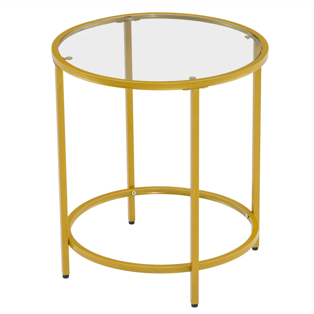 

[50 x 50 x 55]cm Simple Single Layer Round Frame Glass Surface Coffee Table Side Table 50 Round Gold New Arrival