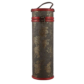 

Cylinder Vintage Retro Wooden Vintage Wine Bottle Storage Gift Box Case Holder Round