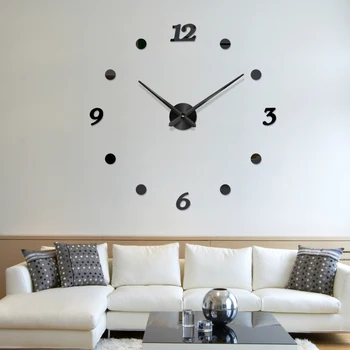 

48" New Frameless DIY Wall Clock 3D Acrylic Sticker Arabic Numbers Adhesive Modern Art Wall Decor Kit For Living Room Bedroom