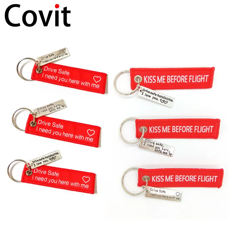 

Flying keychain kiss me before flight silver metal key chains Drive Safe safe driving car key ring Hot 2019