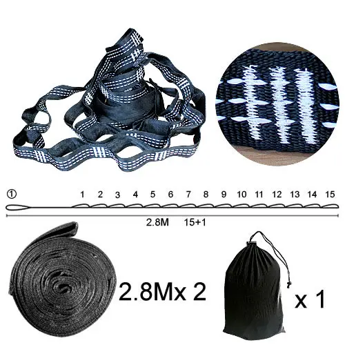 2 PCS Essential Can Hold 2000kg Out Door Camping Hiking Hammock Hanging Belt Hammock Strap Rope Accessories Load Bind Rope 