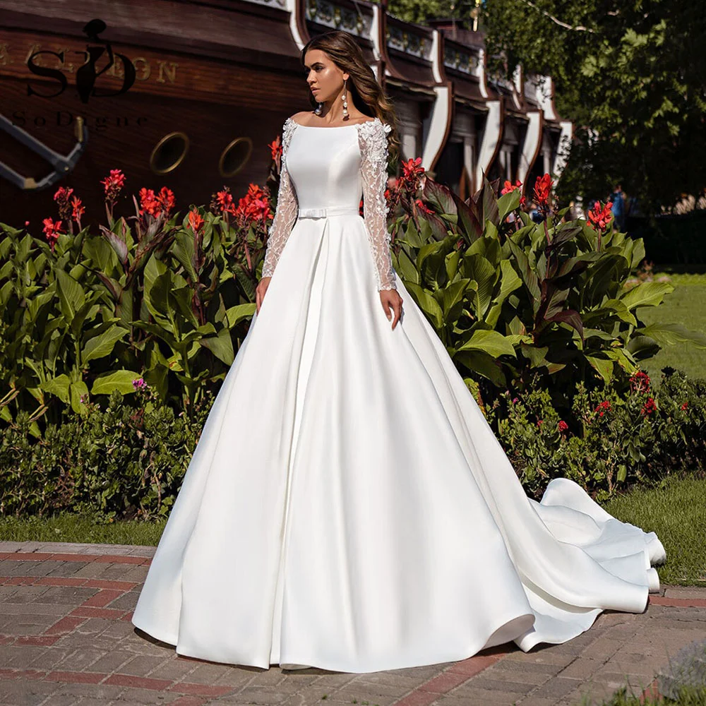 Sodigne Country Long Sleeves Wedding 