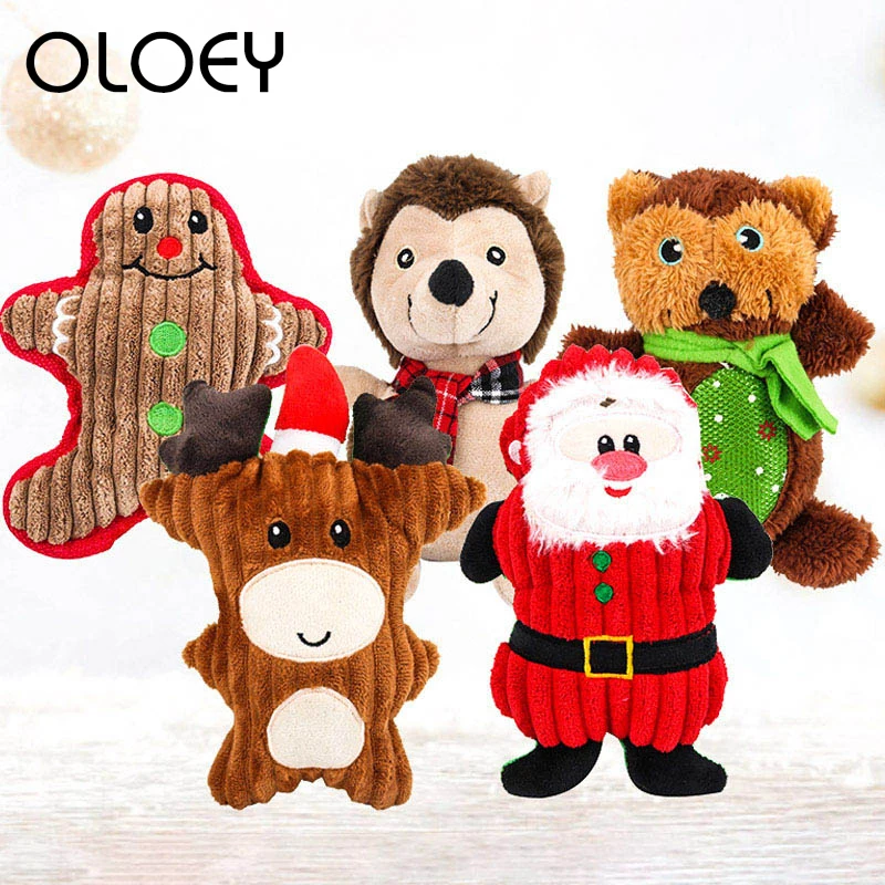 

Pet Soft Christmas Toys for Cats Soft Plush Chewing Squeak Stuffed Pillow Doll For Pet Cat kitten Toys Interactive Product