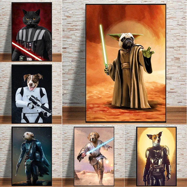 Custom Star Wars Pet Portrait Jedi Princess Leia Yoda 