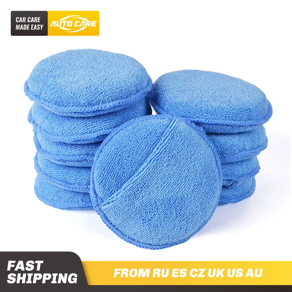 

10-Pack Car Microfiber Wax Applicator Pads Auto Care Polishing Sponges 5" Diameter with pocket