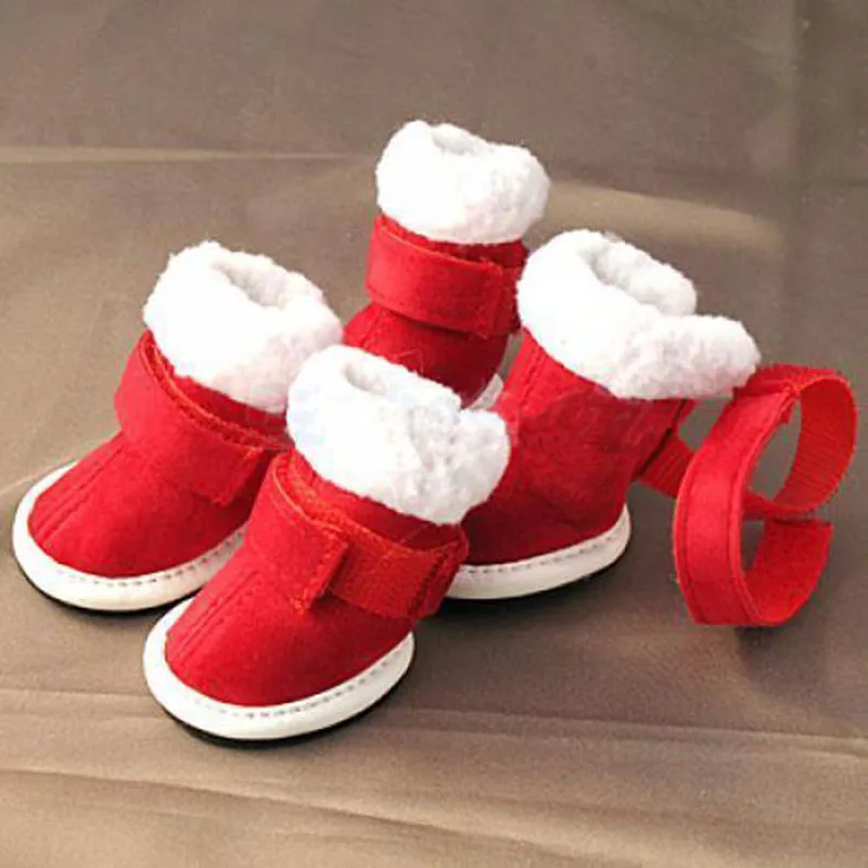 Новинка; 4 шт./компл.; нескользящая обувь для домашних животных; Рождественский дизайн; обувь для собак; зимние ботинки; товары
