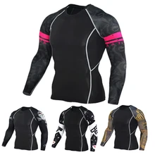 Men's sports fitness compression breathable shirt long-sleeved running sports riding sunscreen T-shirt hot sale free postage