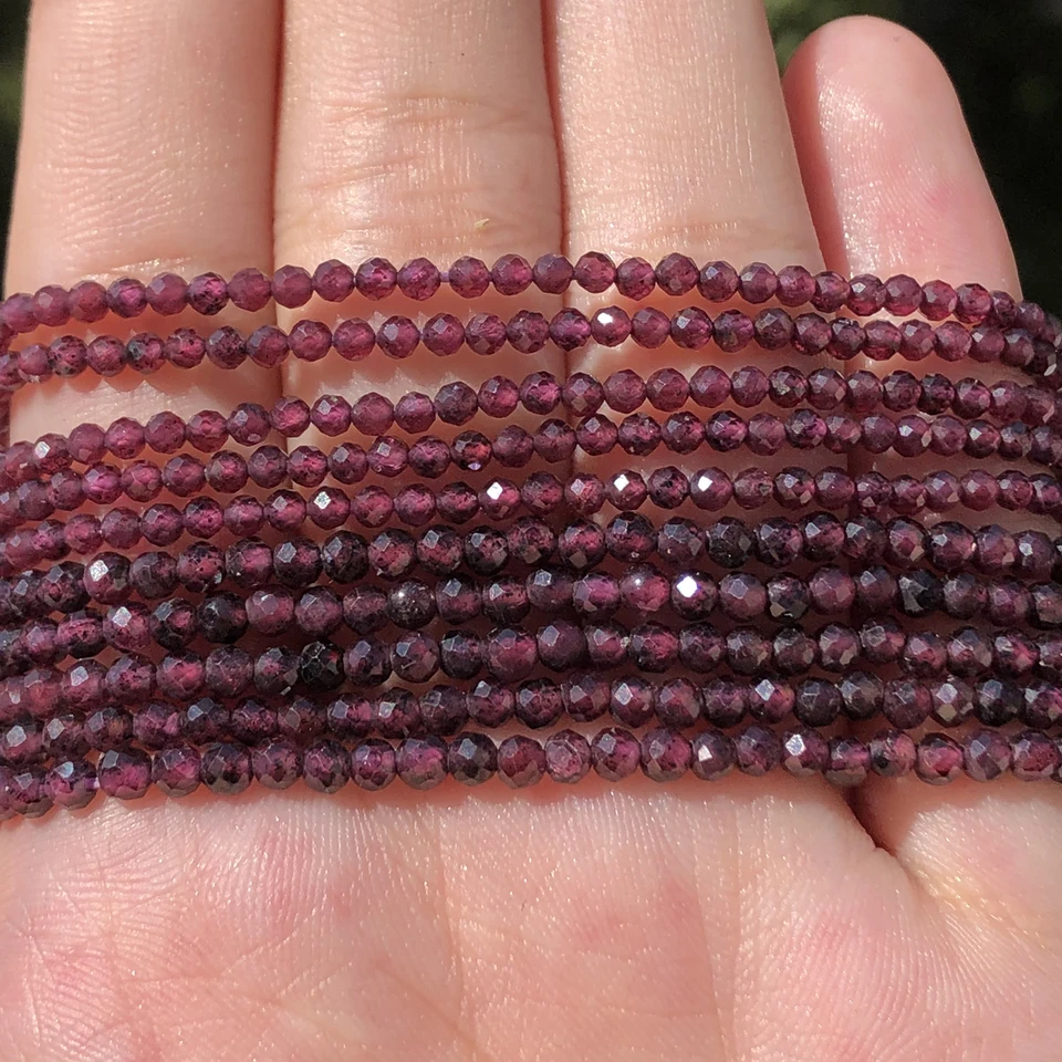 Perles à Facettes En Grenat 4 Mm, 6 Mm, 8 Mm, 10 Mm, 15 Pouces