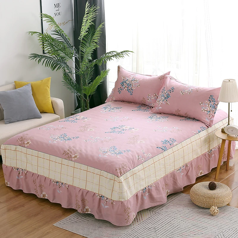 Постельное белье из чистого хлопка с синими цветами 2020|Кроватный подзор| |