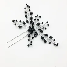 1 шт., ручная работа, большие черные хрустальные бусины, шпильки для волос для невесты и клипсы, стразы, женские шпильки для торжеств, свадебные аксессуары, ювелирные изделия