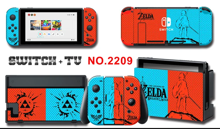 1set New Cute Anime Full Body Sticker for NS Switch Protective Cover Skin Colorful Art for Game Console Joy-Con Controller Decor