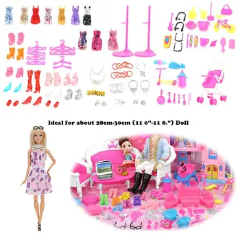 

106PCS/set Furniture Miniature Rooms For Doll Dolls House Set Baby KidsPretend Play Toys Christmas Gift Plastic