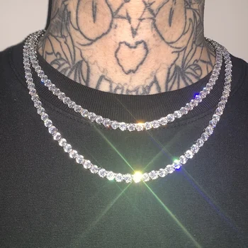 

4mm 5mm 6mm Cubic Zircon chains Hip Hop Jewelry stainless steel tennis chain full zircon 1 row necklace