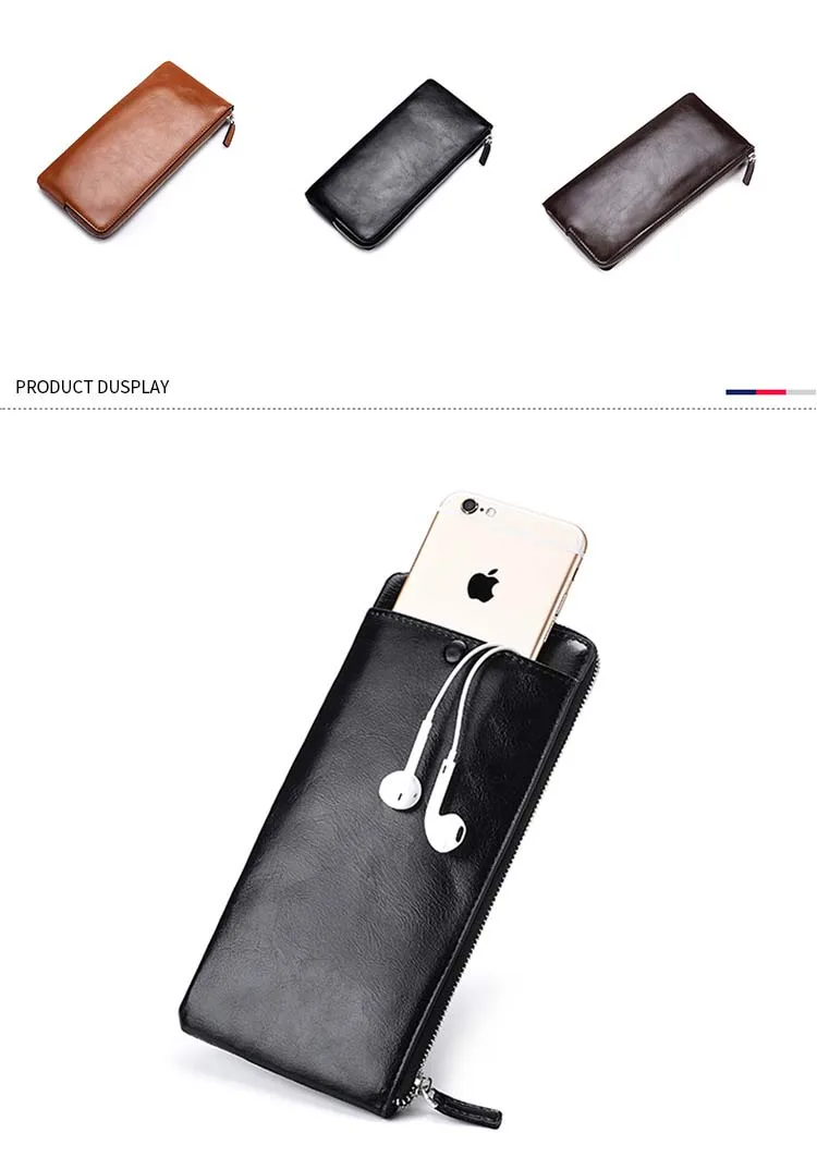 New Man Purse Men Wallet Long Zipper Style Large Capacity Multilayer Card Phone Bag Change Soft Hand Bag