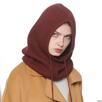 

Women Pure Color Cap Autumn Winter New Fashion Neck Protection Windproof Warm Hat Multifunction High Quality Outdoor Knitted Cap