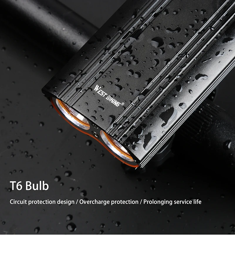 West biking Профессиональный велосипедный фонарь Водонепроницаемый USB Перезаряжаемый велосипедный фонарик XML-T6 светодиодный фонарик MTB дорожный фонарь для велосипеда