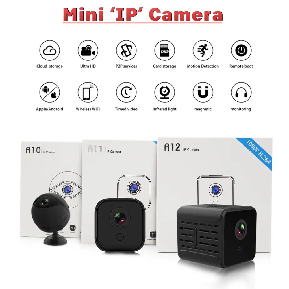  A11 A12 A10 1080P HD Wifi IP Camera Night Vision Security Micro Home Smart CCTV Motion Detection Vi - 4.00017E+12
