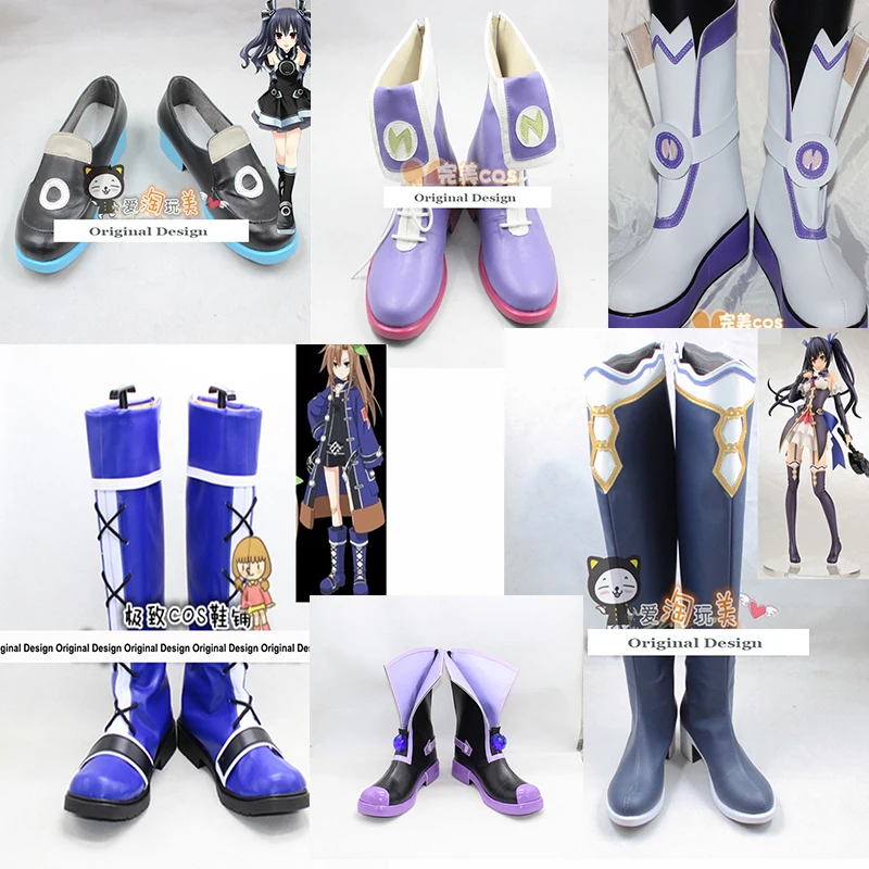 Hyperdimension Neptunia Neptune Anime Cosplay Purple Short Boots PU Shoes Gift 