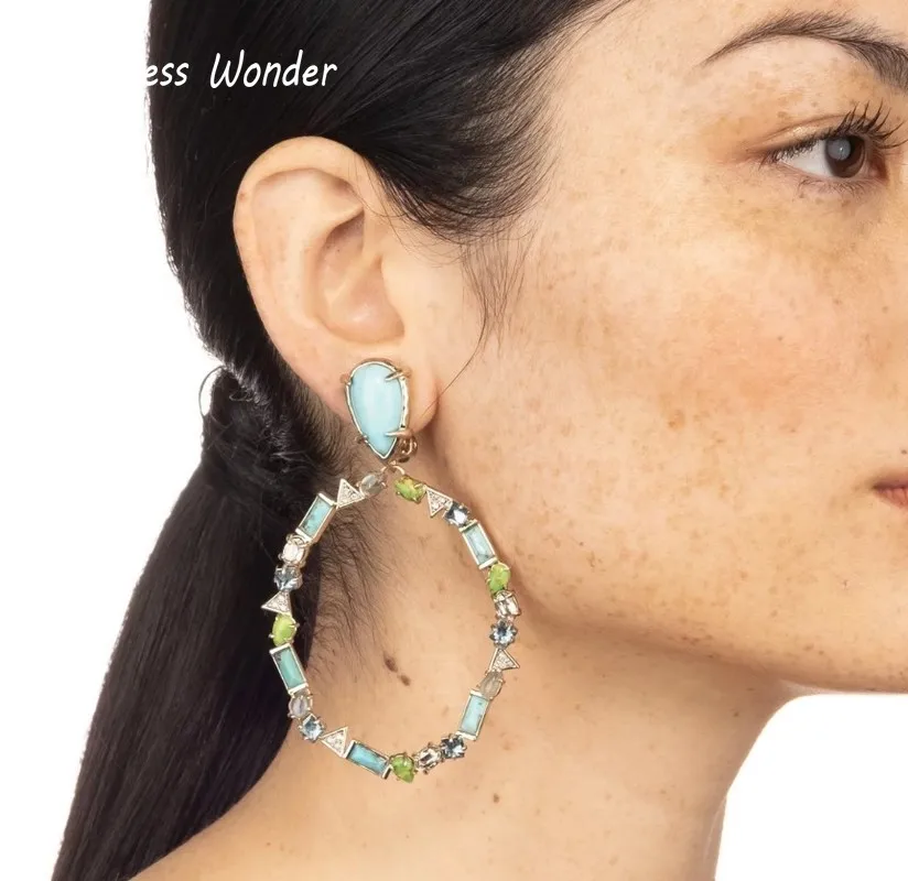 

Timeless Wonder Green Stone Geo Oval Clip on Earrings Without Piercing Punk Rock Ear Clips Non Pierced Gothic Earcuff Rare 6422