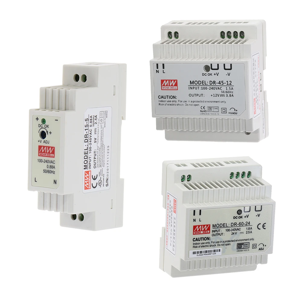 DR 15 45 60 15W 45W 60W одиночный выход 5V 12V 15V 24V Промышленный din рейку импульсный источник