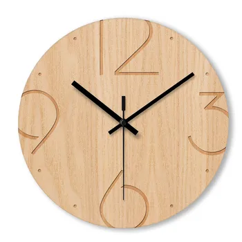 

Tempered Glass Face with 3D UV Printed Wood Pattern Art Wall Clocks Nordic Wall Decorative Clock Ornaments Home Room Office