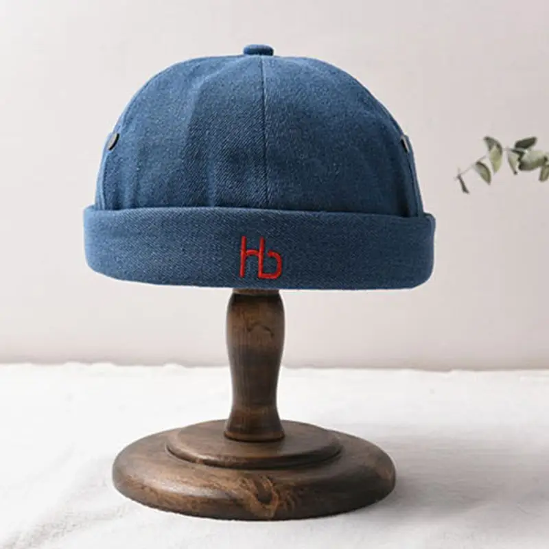 Унисекс без полей Регулируемая Docker шапка Beanie буквы вышивка мыть череп кепки 35EF