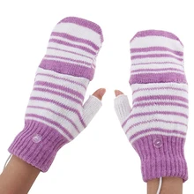 2 шт. теплые митенки USB соединение Вязание Спорт Велоспорт с крышкой перчатки с подогревом зимние моющиеся практичные катания на лыжах