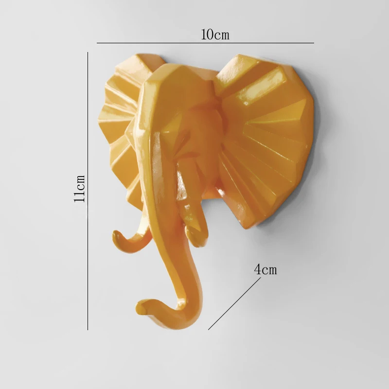 Новые креативные декоративные крючки в виде головы оленя, крючки на стену, пальто, кепки, крючок, подвесной держатель для ключей, настенные украшения для дома, аксессуары Haken - Цвет: yellow elephant