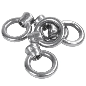 

5 Pcs M6/6mm 304 Stainless Steel Lifting Eye Bolt Nut Silver