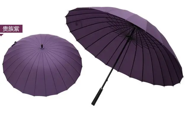 purple 24 кости зонтик Мужской Женский Мужской чувство безопасности Гольф большой зонтик длинная ручка ветрозащитный большой - Цвет: purple