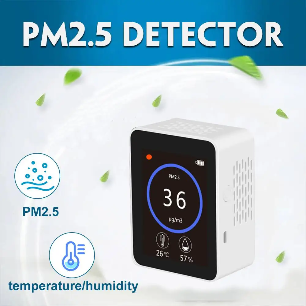 

Digital Air Quality Monitor PM2.5 Detector Tester with 2.8inch TFT Color Screen Gas Analyzer Temp Humidity Meter Diagnostic Tool