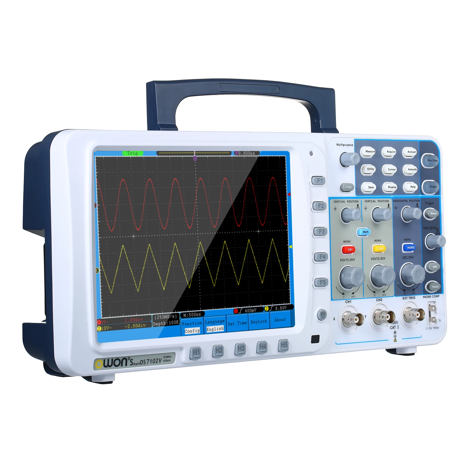 SDS7102V 100 МГц Умный Цифровой осциллограф 1 г/локон большой " ЖК-дисплей с VGA выходом 2 канала 10 м длина записи