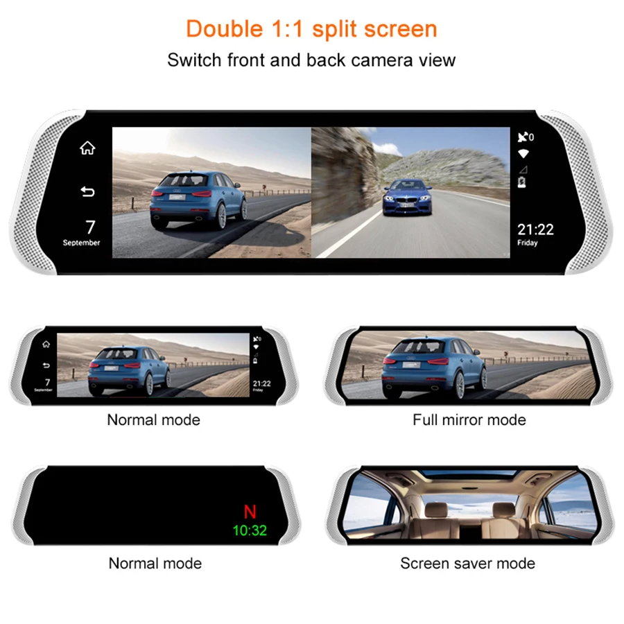 Автомобильный семейный 4G 1" Android Rearvie зеркало FHD 1080P Двойная камера Автомобильный видеорегистратор gps WiFi авто видео регистратор рекордер ночного видения