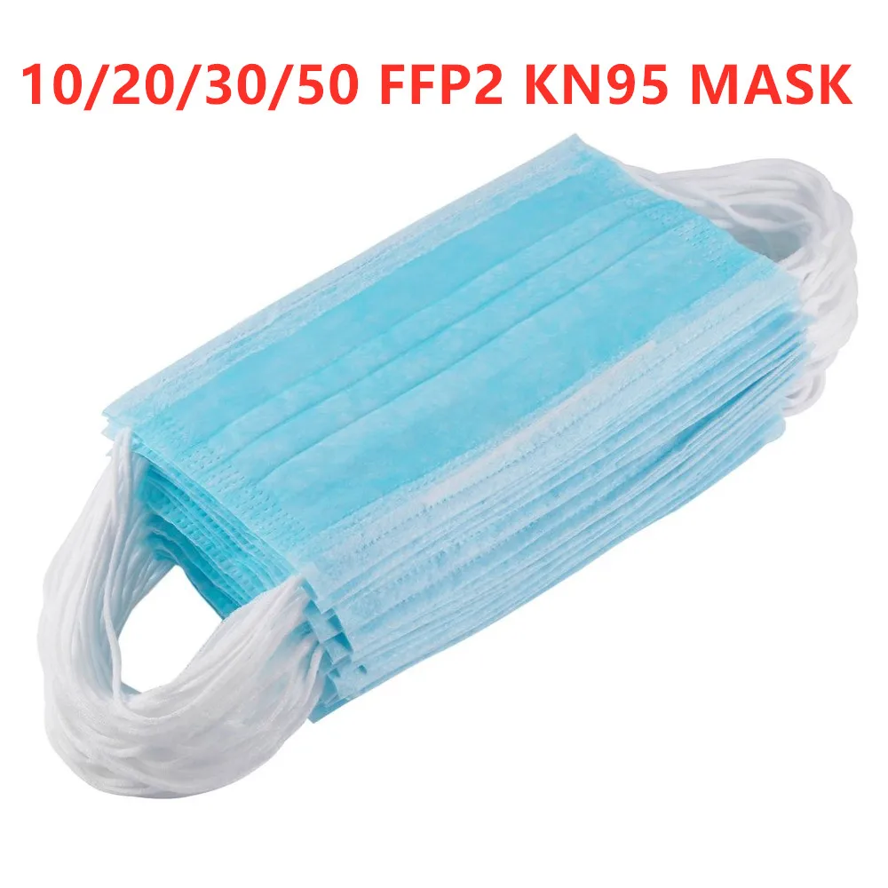 

Disposable Mask 10/50pcs Mouth Mask 3-Ply Anti-Dust FFP3 FFP2 KN95 Nonwoven Elastic Earloop Salon Mouth Face Mascaras In stock!