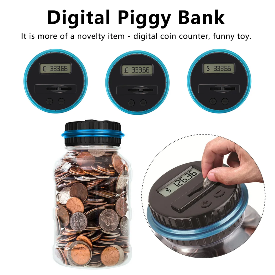 Electronic Piggy Bank Counter Coin Digital LCD Counting Coin Money Saving Box Jar Coins Storage Box For USD EURO Money