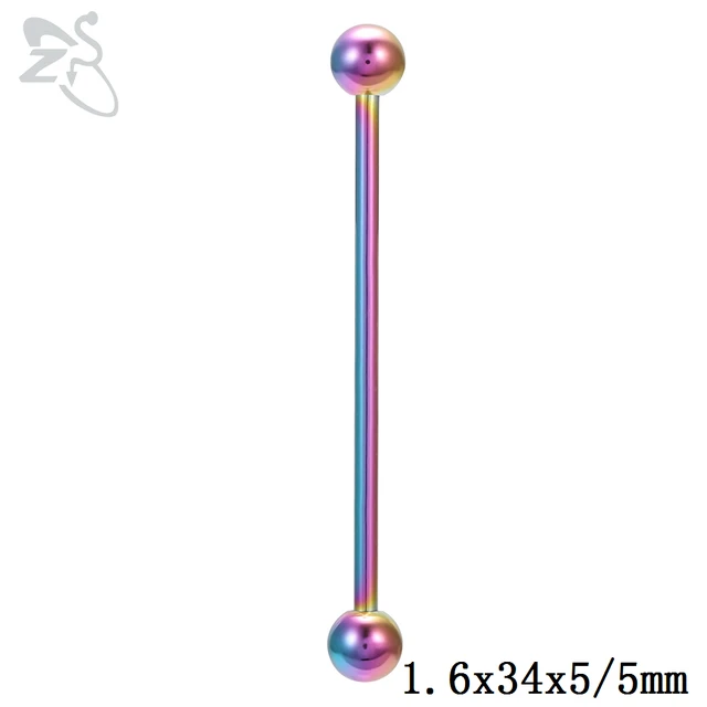 ZS 1 PC Colorful Stainless Steel Long Industrial Barbell Ring For Women Men 14g Snake Ear Tragus Helix Ear Piercing Body Jewelry Style 3