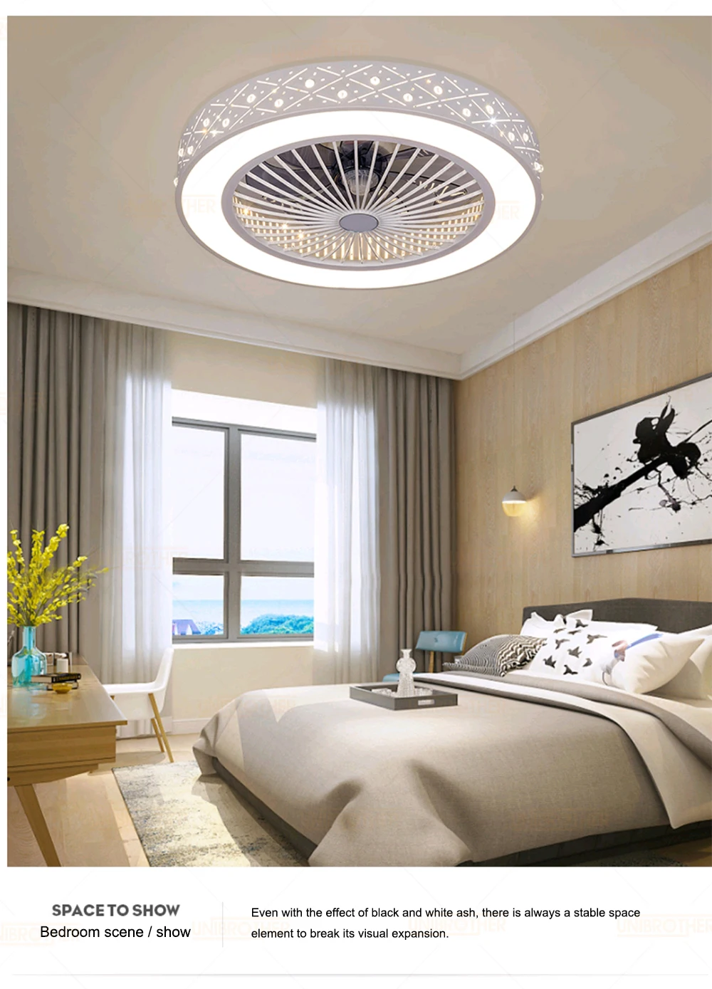 Потолочный вентилятор 55 см, умный пульт дистанционного управления с подсветкой, домашний декор, круглый современный