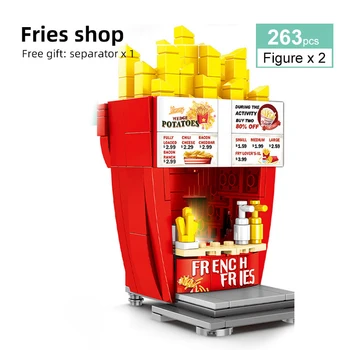 

263pcs/set French Fries Shop Building Blocks City Street View Educational Landscape Architecture Bricks Toys for Children Gifts