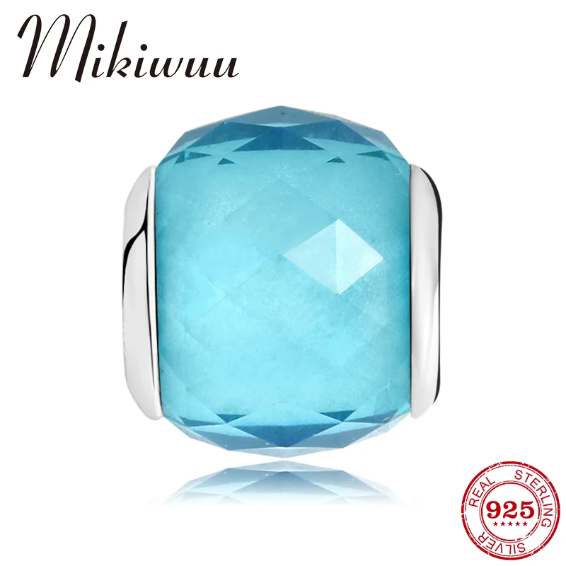

Real 925 Sterling Silver Sky blue Murano Glass Beads Charm for Jewelry Making Fit Original Pandora Charms Bracelet Women Jewelry