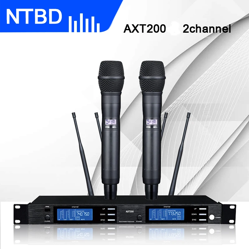 NTBD сцены хип-хоп дома KTV вечерние AXT220 UHF профессиональный двойной беспроводной микрофон системы туры разнообразие