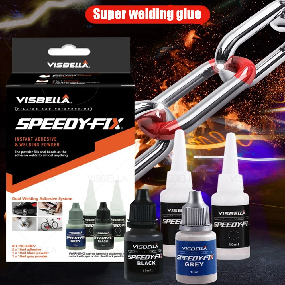 VISBELLA Super Glue 7 Seconds Speedy Fix Filling Reinforcing Dual Adhesive System Resin Instant Welding Powder Water Resistance |