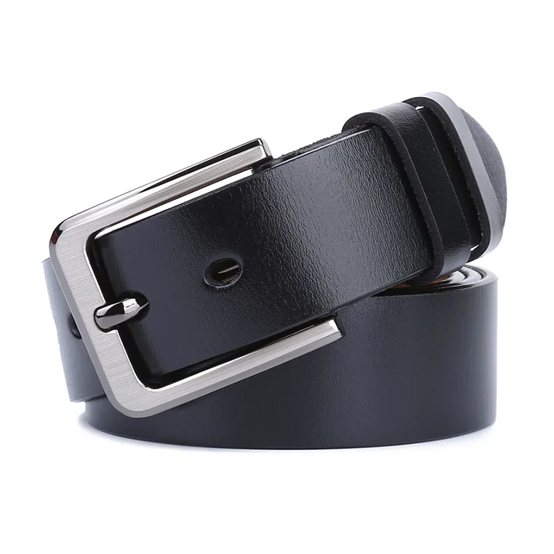 Мужской ремень из натуральной воловьей кожи с пряжкой язычком 140 150 160 170
