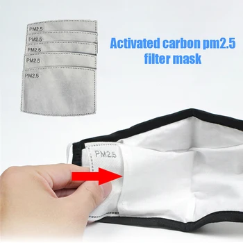 

100pcs 5 Layers PM2.5 Mask Filter Paper Activated Carbon Dustproof Mouth Masks anti dust refill mask filter