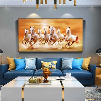 

Running Horses Modern Sunrise Landscape Posters and Prints Animals Wall Art Pictures for Living Room Home Decor (No Frame)